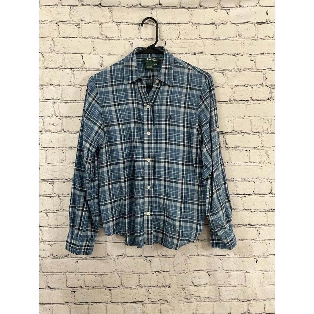 Ralph Lauren Men's M Petite Plaid Long Sleeve Button‎ Down Cotton Shirt